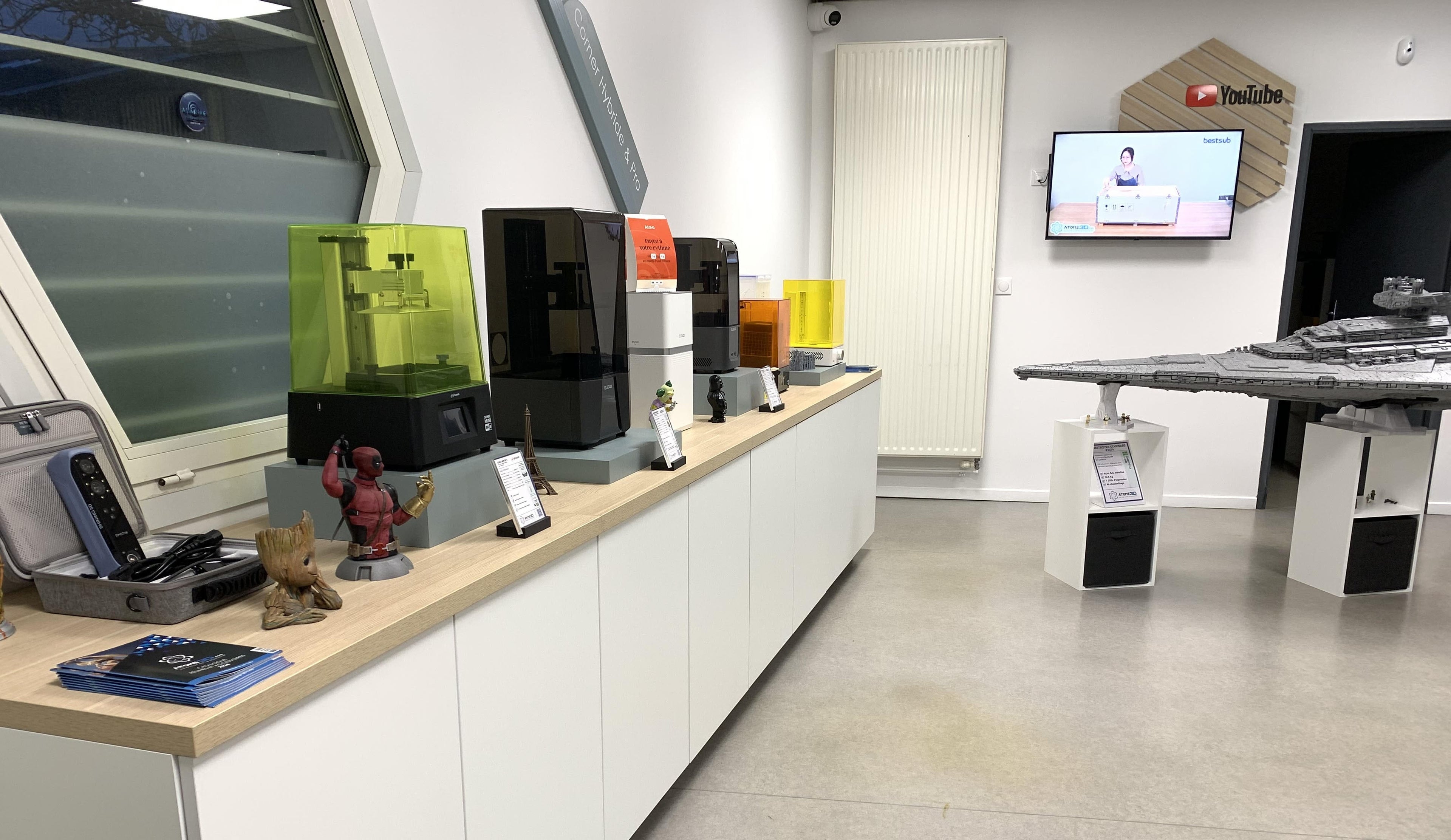 Imprimantes 3D et impressions exposées showroom Nancy